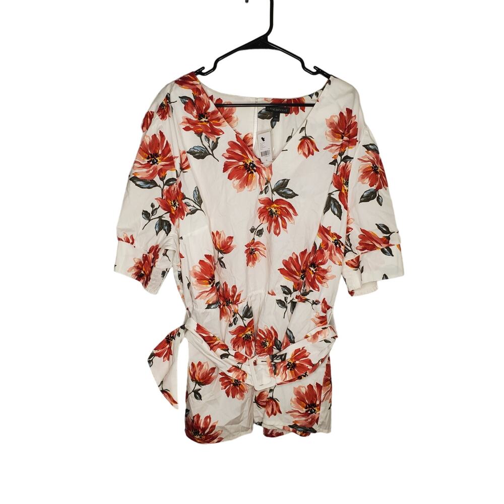 NWT Lane Bryant Floral Belted Blouse